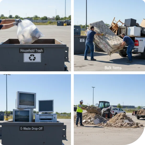 Household trash, bulk junk, and contractor debris drop-off